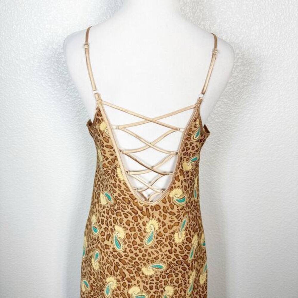 Y2K 90s Paisley Animal Print Festival Chiffon Chemise Slip Dress Size Small - Picture 8 of 15